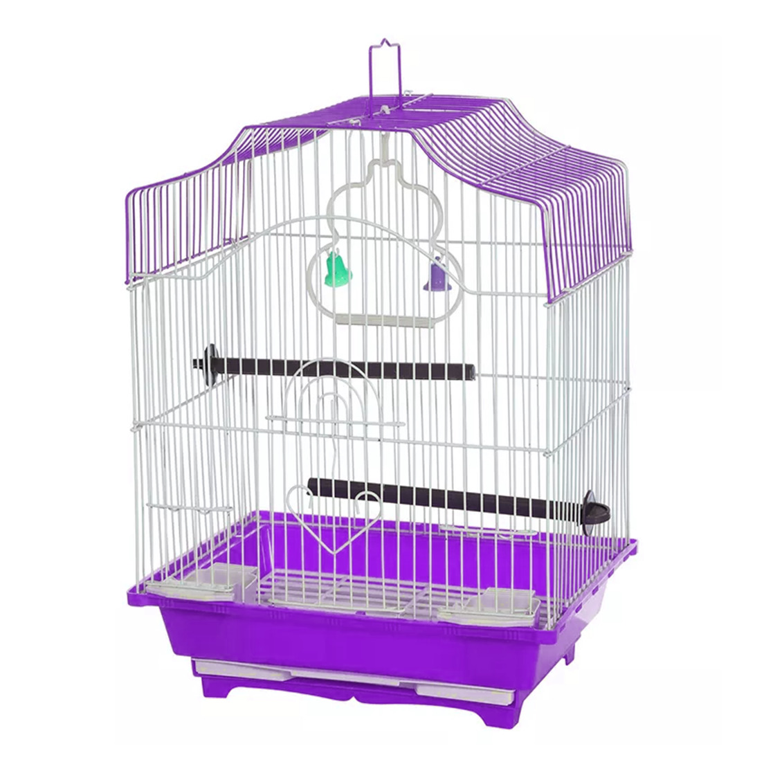Colivie Patrata 39 x 30 x 23 cm Colivie Patrata 39 x 30 x 23 cm, pentru pasari exotice, Tava Mov - imagine 1