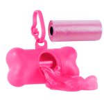 Set 2 role x 15 saci menajeri pentru fecale si dispenser cu agatatoare in forma de os, pentru caini si pisici, Roz, Ropet