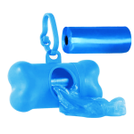 Set 2 role x 15 saci menajeri pentru fecale si dispenser cu agatatoare in forma de os, pentru caini si pisici, Albastru, Ropet