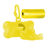 Set 2 role x 15 saci menajeri pentru fecale si dispenser cu agatatoare in forma de os, pentru caini si pisici, Galben, Ropet