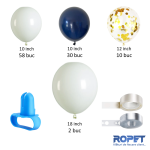 Set Baloane Pentru Arcada, 103 Bucati, Albastru Si Alb, Ropet - imagine 2