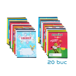 Set 20 Caiete A5 Mix, 10 Matematica Si 10 Dictando, 40 File, Coperta Policromie, Ropet
