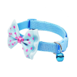 Zgarda ajustabila cu clopotel si fundita pentru caini, 27-42cm/15mm, Albastru deschis, Ropet