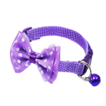 Zgarda ajustabila cu clopotel si fundita pentru caini, 27-42cm/15mm, Mov, Ropet