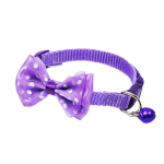 Zgarda ajustabila cu fundita pentru caini si pisici, 22-33cm/10mm, Mov, Ropet