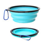 Bol pliabil din silicon pentru caine/ pisica utilizat pentru apa / hrana, 0.45L, Albastru deschis