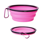 Bol pliabil din silicon pentru caine/ pisica utilizat pentru apa / hrana, 0.45L, Roz deschis