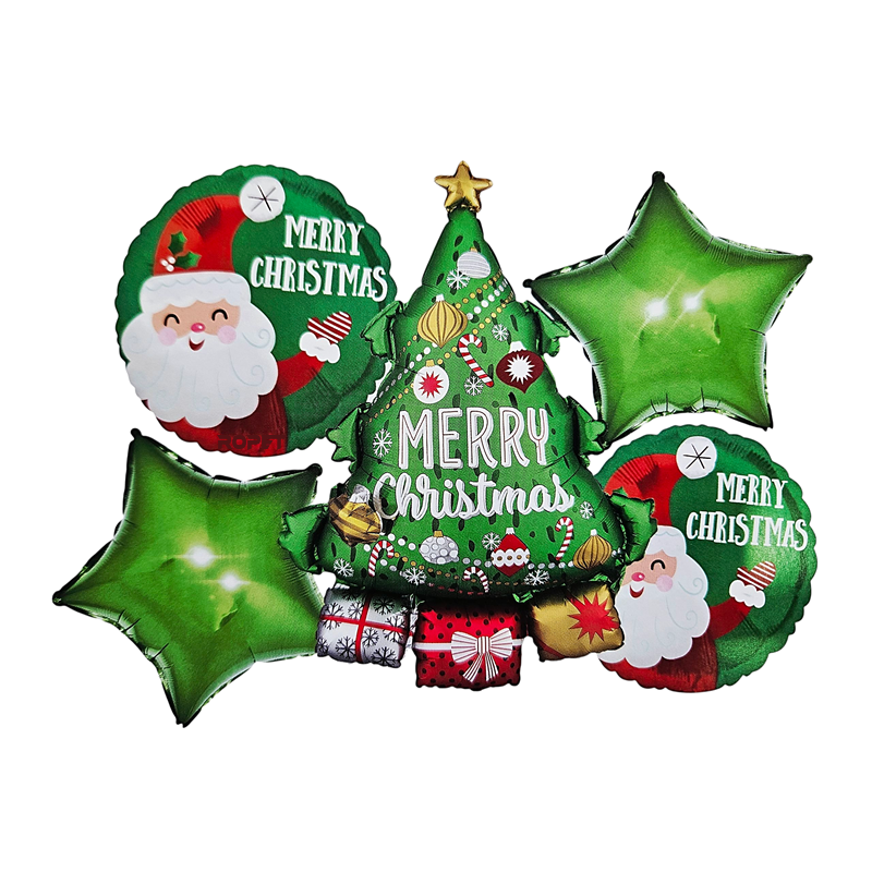 balon_craciun_set_brad Set 5 Baloane Folie Brad De Craciun, 45 cm – 78 cm, Pentru Sarbatori De Iarna, Ropet - imagine 1