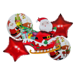 Set 5 Baloane Folie Sania Lui Mos Craciun, 45 cm – 65 cm, Pentru Sarbatori De Iarna, Ropet