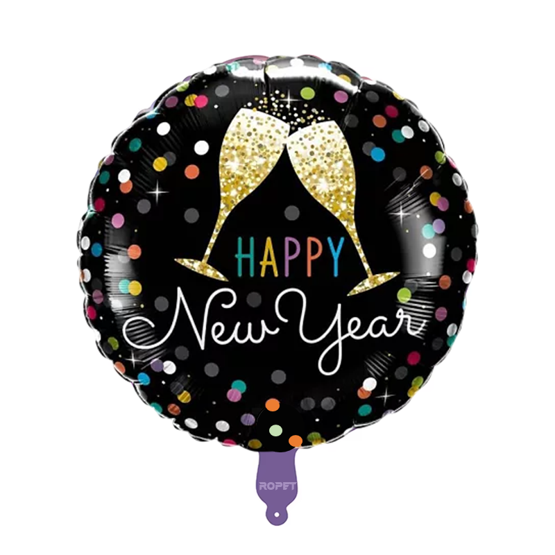 balon_happy_new_year_negru_1 Balon Folie Happy New Year, Negru, 45 cm, Pentru Revelion, Ropet - imagine 1
