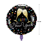 Balon Folie Happy New Year, Negru, 45 cm, Pentru Revelion, Ropet - imagine 2