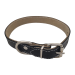 Zgarda pentru caine din piele naturala, dublata, 65cm x 30mm, Negru, Ropet
