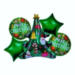 Set 5 Baloane Folie Brad De Craciun, 45 cm – 100 cm, Pentru Sarbatori De Iarna, Ropet
