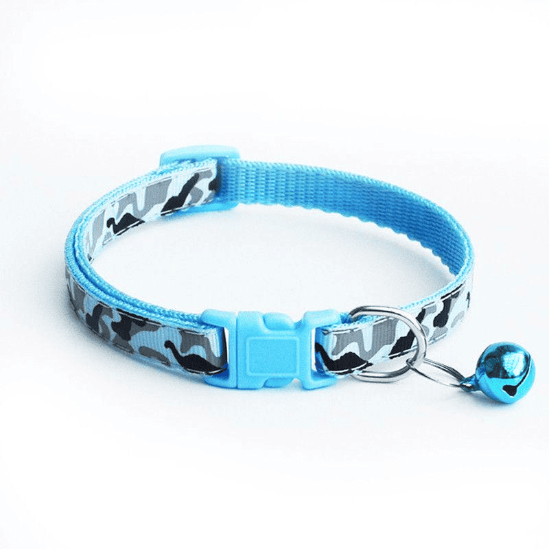 Zgarda ajustabila cu clopotel pentru caini si pisici Zgarda ajustabila cu clopotel pentru caini si pisici, 18-32cm/1cm, Reglabil, Albastru deschis, Ropet - imagine 1