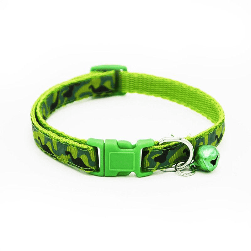 Zgarda ajustabila cu clopotel pentru caini si pisici Zgarda ajustabila cu clopotel pentru caini si pisici, 18-32cm/1cm, Reglabil, Verde, Ropet - imagine 1