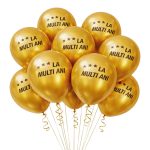 Set 10 Baloane Latex Auriu La Multi Ani, 30 cm, Ropet