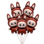 Set 5 Baloane Folie Labubu, Maro, 30 cm, Ropet