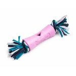 Jucarie pentru caine, os din cauciuc cu sfoara, 25cm, Roz, Ropet