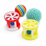 Set 4 piese, jucarii pentru pisici, 2 mingiute si 2 role cu clopotei, 3.5-4cm, Ropet - imagine 2