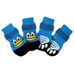 Sosete Ropet Antiderapante Pentru Caini, 4 buc, Albastru duck, Marimea M