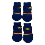 Sosete Ropet Antiderapante Pentru Caini, 4 buc, Galben/Negru, Marimea L