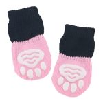 Sosete Ropet Antiderapante Pentru Caini, 4 buc, Roz/Negru, Marimea S - imagine 3