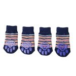 Sosete Ropet Antiderapante Pentru Caini, 4 buc, Albastru Inchis, Marimea S - imagine 2