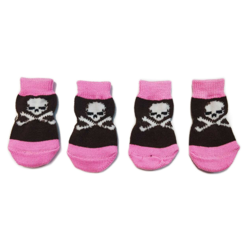 Sosete Ropet Antiderapante Pentru Caini Sosete Ropet Antiderapante Pentru Caini, 4 buc, Roz, Marimea L - imagine 1