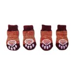 Sosete Ropet Antiderapante Pentru Caini, 4 buc, Maro, Marimea M - imagine 2