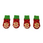 Sosete Ropet Antiderapante Pentru Caini, 4 buc, Rosu/Verde, Marimea S - imagine 2