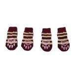 Sosete Ropet Antiderapante Pentru Caini, 4 buc, Visiniu, Marimea M - imagine 2