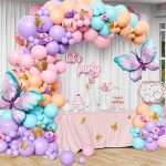 Set Baloane și Decorațiuni cu Fluturi, 148 Piese, Culori Pastel Macaron, Ropet