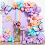 Set Baloane și Decorațiuni cu Fluturi, 148 Piese, Culori Pastel Macaron, Ropet - imagine 2