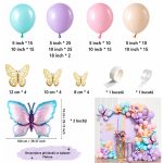 Set Baloane și Decorațiuni cu Fluturi, 148 Piese, Culori Pastel Macaron, Ropet - imagine 5