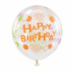Set 10 Baloane Latex Transparente Happy Birthday, 30 cm, Ropet - imagine 2
