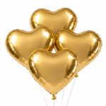 Set 4 Baloane Folie Inimioare, Auriu, 25 cm, Ropet