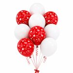 Set 25 Baloane Latex Rosu si Alb, Cu Inimioare, 30 cm, Ropet