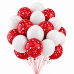 Set 100 Baloane Latex Rosu si Alb, Cu Inimioare, 30 cm, Ropet