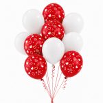 Set 10 Baloane Latex Rosu si Alb, Cu Inimioare, 30 cm, Ropet - imagine 2