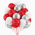 Set 10 Baloane Latex Rosu, Alb si Argintiu, Cu Inimioare, 30 cm, Ropet - imagine 2