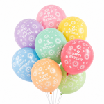 Set 25 Baloane Latex Happy Birthday, Pastel, 30 cm, Ropet - imagine 4