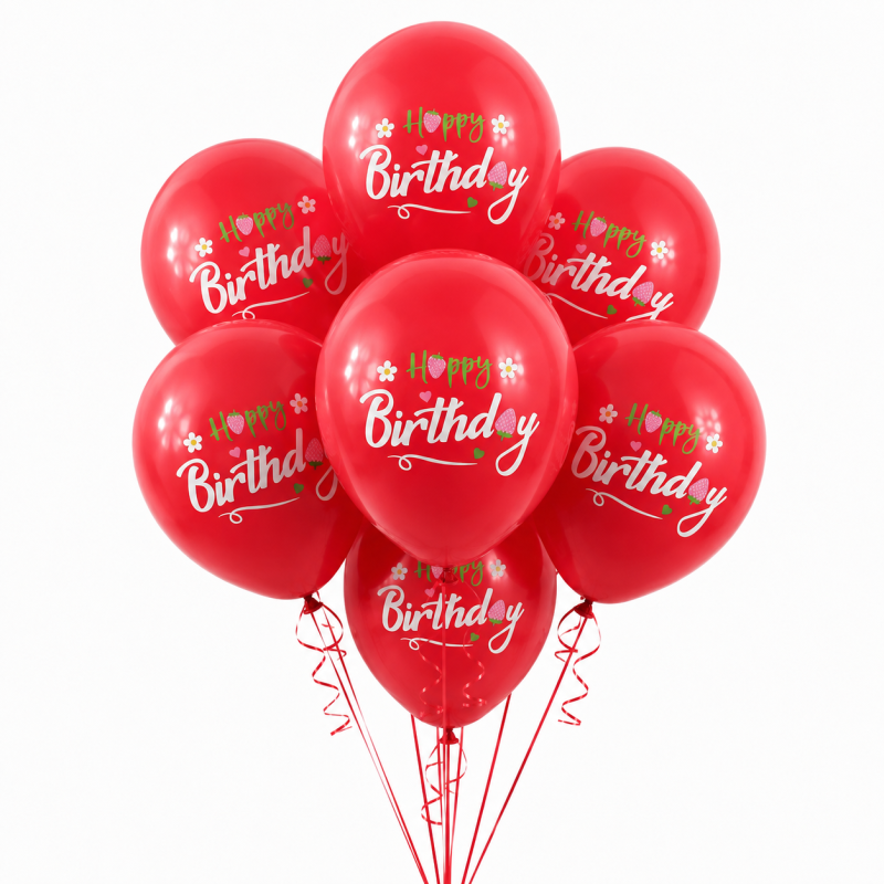 Set 100 Baloane Latex Happy Birthday, Rosu, 30 cm, Ropet - imagine 3