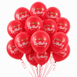 Set 10 Baloane Latex Happy Birthday, Rosu, 30 cm, Ropet - imagine 2
