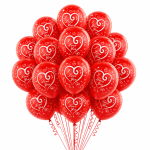 Set 50 Baloane Latex I Love You, Rosu, 30 cm, Ropet