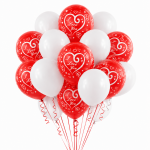 Set 25 Baloane Latex Rosu si Alb, I Love You, 30 cm, Ropet