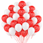 Set 100 Baloane Latex Rosu si Alb, I Love You, 30 cm, Ropet