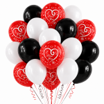 Set 25 Baloane Latex Rosu, Alb si Negru, I Love You, 30 cm, Ropet