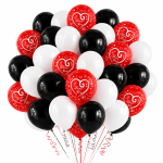 Set 100 Baloane Latex Rosu, Alb si Negru, I Love You, 30 cm, Ropet