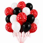 Set 25 Baloane Latex Rosu, Alb si Negru, Cu Inimioare, 30 cm, Ropet