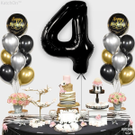 Balon Folie Cifra 4, Negru, 80 cm, Ropet - imagine 2